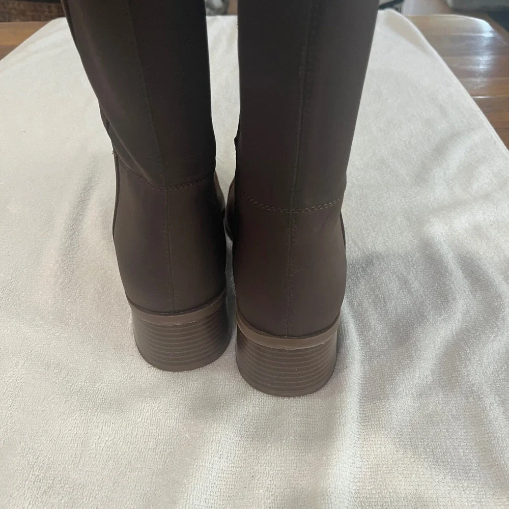 Crown & Ivy Brown Faux Suede Over The Knee Tall Block Heel Boots Womens 9M